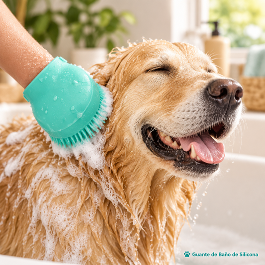Guante de Baño de Silicona con Dispensador para Perros y Gatos